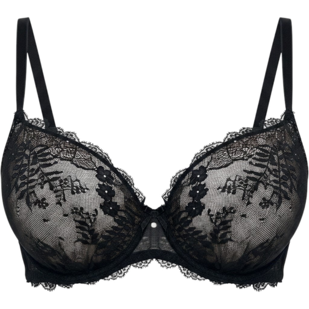 Victoria's Secret Miraculous Plunge Bra Black Lace Mesh Push Up 36c